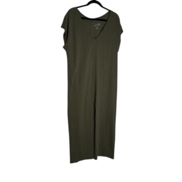 NWT Universal Thread A-line Front Lower Split Cap Sleeve Maxi Olive Dress Size L - Picture 2 of 9